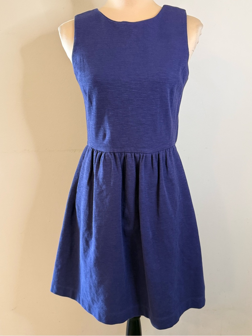J. Crew Factory purple sleeveless fit flare preppy midi dress pockets SZ SM